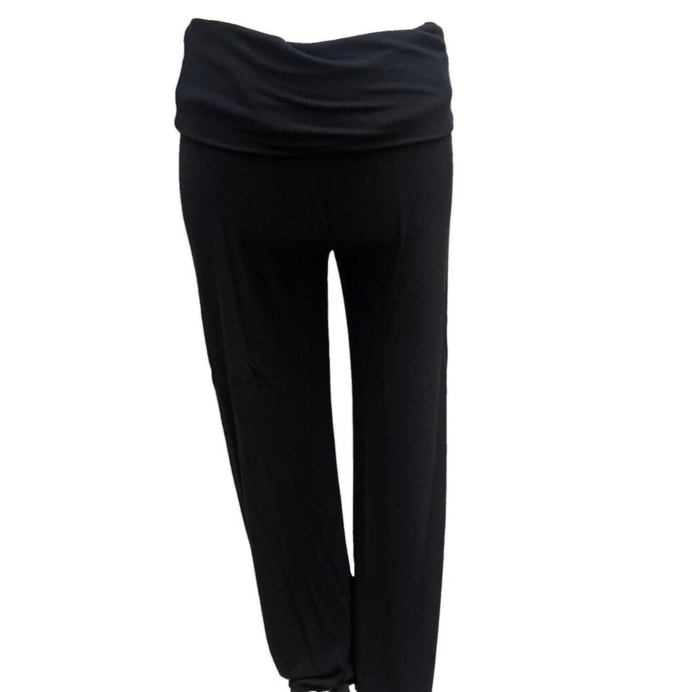 SKIMS black ribbed soft lounge foldover flare pants M Pajama Athleisure Soft